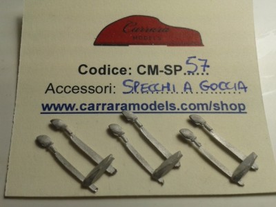 CM-SP57 set 6 pz specchietti laterali a goccia dx e sx in metallo bianco - scala 1:43